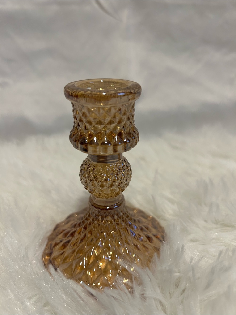 4 Gold Tint Glass Candle Holders